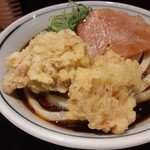 饂飩頑陣 - ということで、たまり醤油ひやかけの麺４００ｇでいきました。丼をみて意外に小さく感じたのでもうワンランク上げても良かったかと反省....