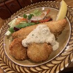 のん処 - あじフライ　(ホタテフライは味見)