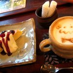 うつわcafeと手作り雑貨の店 ゆう 大阪梅田店 - ケーキセット (ベイクドチーズケーキ, カフェラテ)