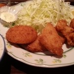 さくら館 - ランチ日替わり　白身魚のフライとコロッケ　2014.3