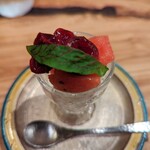 とんかつ 乃ぐち - チェリー、スイカ、ミルクジェラート