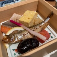 日本料理 からまつ - 一の重(焼魚2種・厚焼玉子・染め卸し・明太子)