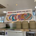 スーパー回転寿司ミラクルあおば - 料金はお皿の色で違うけど大きく張り出してあるので分かりやすい