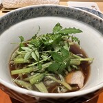 銀座 しのはら - 猪豚 じゅんさい クレソンの鍋