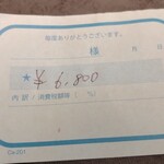 すしやのたい悟 - この日の会計は￥６８００、寿司類￥６１００、ドリンク￥７００