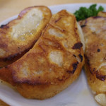 餃子のアップ（かなり焼きが入っています）