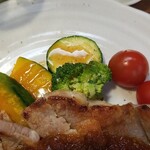 キッチン ブルー グローブ - 備え付け野菜のアップ