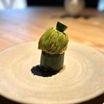 レスピラシオン - ⑥花ズッキーニと七面鳥の詰め物、ゴルゴンゾーラでマリネしたズッキーニ