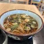 甘楽パーキングエリア 上り ショッピングコーナー - 山菜そば　早食い　うん熱い