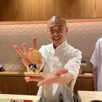 銀座 しのはら - フォアグラ最中　オリーブバージョン