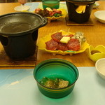 かんぽの宿 草津 - 2010.7.29 前菜 & 食前酒 / 陶板焼きセット