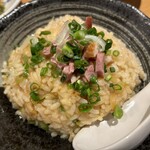 大衆日本酒バル ふとっぱらや - これ味が変わっちゃったんですよね。正直前のが断然良かった。前はカラセンジュと言う、カラスミのボラやサメバージョンのがかかってたんだけど、仕入れ先がなくなっちゃったんだって。