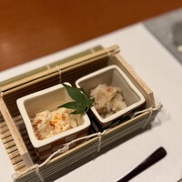 銀座 個室 蟹料理 わだつみ - かに身の蟹味噌和えとかに身のとびこ和え