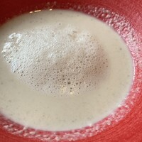 渓谷のレストラン ステーキよし乃 - 牛蒡の冷製スープ　泡はミルクらしい、混ぜて頂きます。