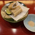 割烹一文 - 蒸しアナゴの天ぷら