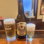 亀屋 - 生ビール 中 キリン一番搾り500円
瓶ビール サッポロラガービール550円