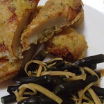 炭火焼鳥 おんどり - わらびと新生姜のお浸し、ちくわの磯部揚げ