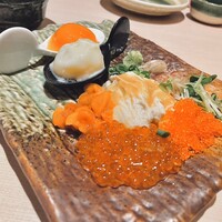豚料理 酔狂割烹 伊達 - 通風セット（こだわり卵たちの共演+肝ソースがけ湯葉）