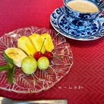 源泉掛け流しのちいさなホテル 塩原山荘 - 朝食のフルーツ