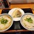 純手打ち讃岐うどん五郎 - 料理写真:しょうゆうどんセット(しょうゆうどん小+ひやあつうどん小)900円、イカ天ぷら200円、舞茸天ぷら150円。