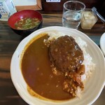 キッチンきねや - ハンバーグカレー+大盛り