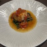 Kumazawa - フグの白子とほうれん草のムニエル