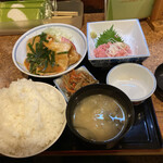 居酒屋レストラン サングッド - 豚ロース肉の和風ソテーと鮪のネギトロ　850円