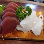 丸千葉 - 初がつお刺と、やりいか刺身