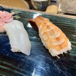 すし富 - いか。スダチの角切り効いてます。エビもいい。
