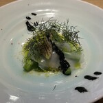 RISTORANTE IL NODO - CARAMARI  〜小坪漁港〜　小漁港のアオリイカ　北海道長谷川さんのアスパラ