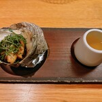 どんつき左 - サザエの壺焼きと一番出汁