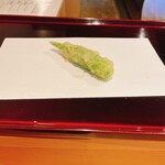 天ぷら たけうち - 糸島の朝採れのオクラ