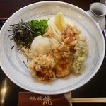 うどん酒房梵 - 丹波若鶏の鶏天ぶっかけうどん（冷） 750円