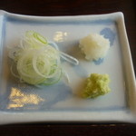 手打ち蕎麦　いよ翁 - 天ざる蕎麦（薬味）