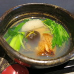 日本料理 みや  - 26年3月　網走キンキ、島根鮑、九条葱、蕪　汁