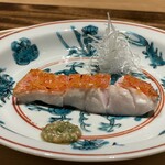 温石 - ◯金目鯛の炭火焼き、実山椒醤油、白髪葱と共に