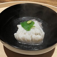 温石 - ◯カマスと蓮根団子の椀物　ツルナ、庭獲れの実柚子