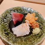 すが弥 - 最初の三点盛りです