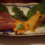 月桃庵 - OptioA30：お刺身（右端が島うに）
