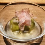 日本料理FUJI - 【写真⑯】折戸茄子（静岡県清水区）の冷製お浸し、手火山式鰹節