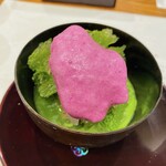 蕎麦割烹  倉田 - 抹茶かき氷 赤紫蘇ソース