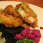 肉菜ダイニング 五色 - なすとえびの挟みあげ