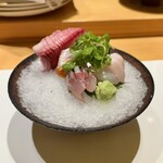 みえ田 - 刺身　チップ　アジ　平目