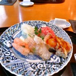 小松 弥助 - 握り。煮蛤・甘鯛・甘海老・赤いか・中トロ。