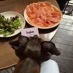 聖林館 - 犬が生ハムを狙ってます