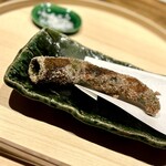 温石 - いつも楽しくおかき揚げシリーズ。今回は、甘長唐辛子。
      おかき揚げって、合わないものなさそう(^^)