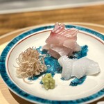 温石 - 泥障烏賊のねっとりした舌触りと甘さも絶品ながら、この日のハタは、圧巻でした！
      ほどいい歯応え、軽く炙って引き出された旨味と甘み。優しい味わいとのお醤油との相性、すべてが完璧な極上です♪