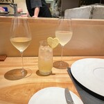 銀座 大石 - ３人のファーストドリンク；娘はノンアルで