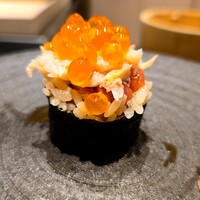 熊本 京都 鮨まつもと - 毛蟹とトロタクの巻物