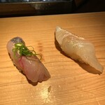 まぐろ人 - アジ、真鯛の昆布締め